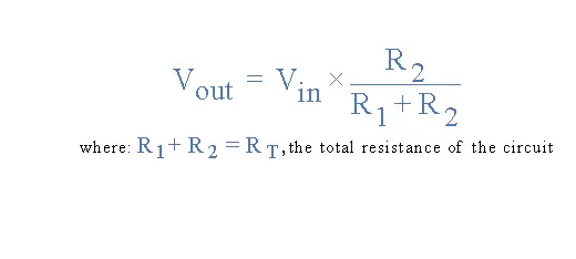 the output voltage for two resistors connected in series.